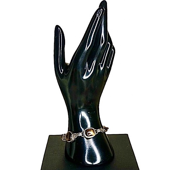 BARSE Sterling Silver Tigers Eye and Cats Eye Cabochon Toggle Bracelet - Picture 11 of 17